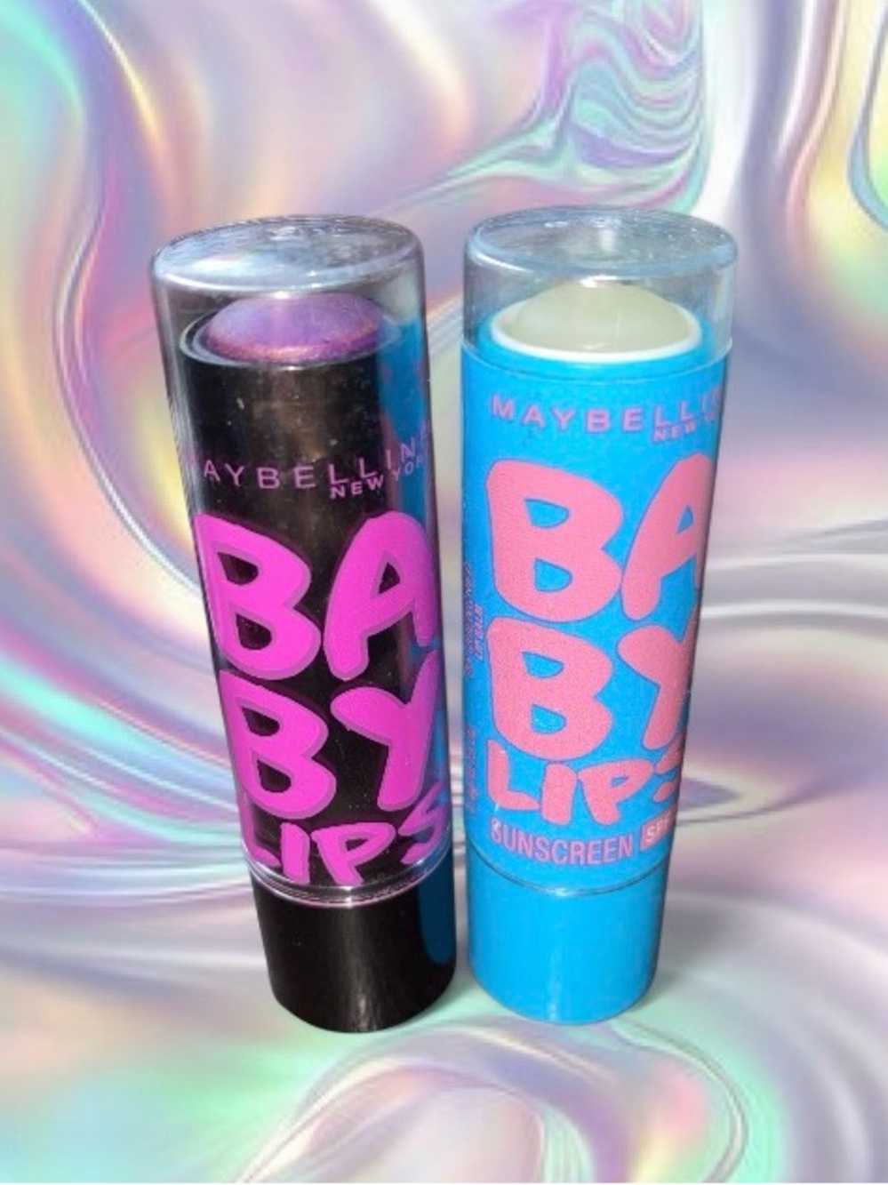 2pc RARE Maybelline BABY LIPS Lip Balm Lot ~Quenched SPF 20 & Electro Berry Bomb